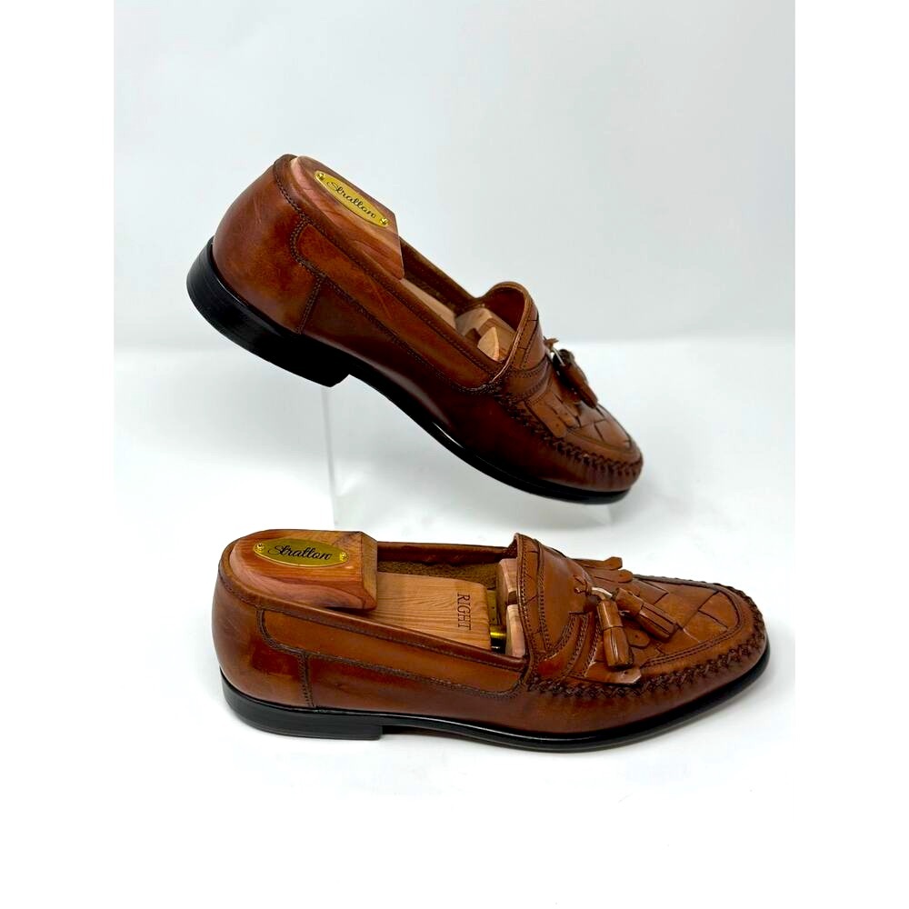 GIORGIO BRUTINI Men’s Size 8 Le Glove Loafers Brown Leather Kiltie Tassel Shoes - Picture 4 of 13